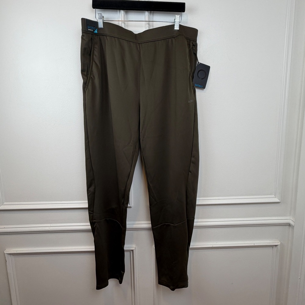 Skora Mens Taper Fit Qwick-Dry‎ Athletic Jogger Pants Olive Green XL NWT